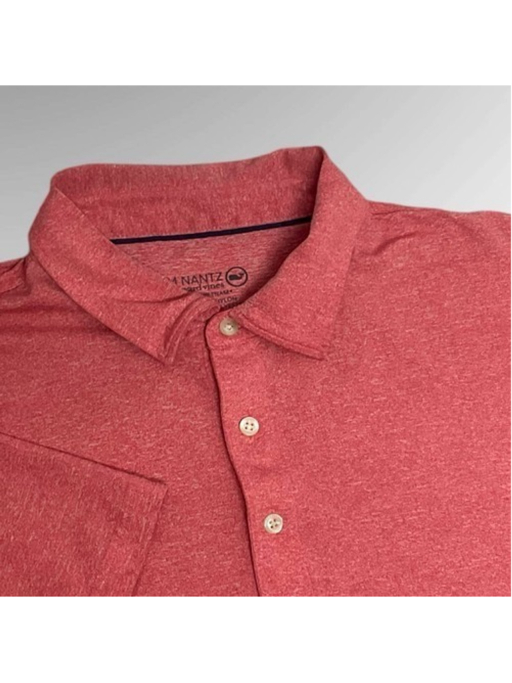 Jim Nantz By Vineyard Vines Red Solid Short Sleeve Polo Shirt Men Large
